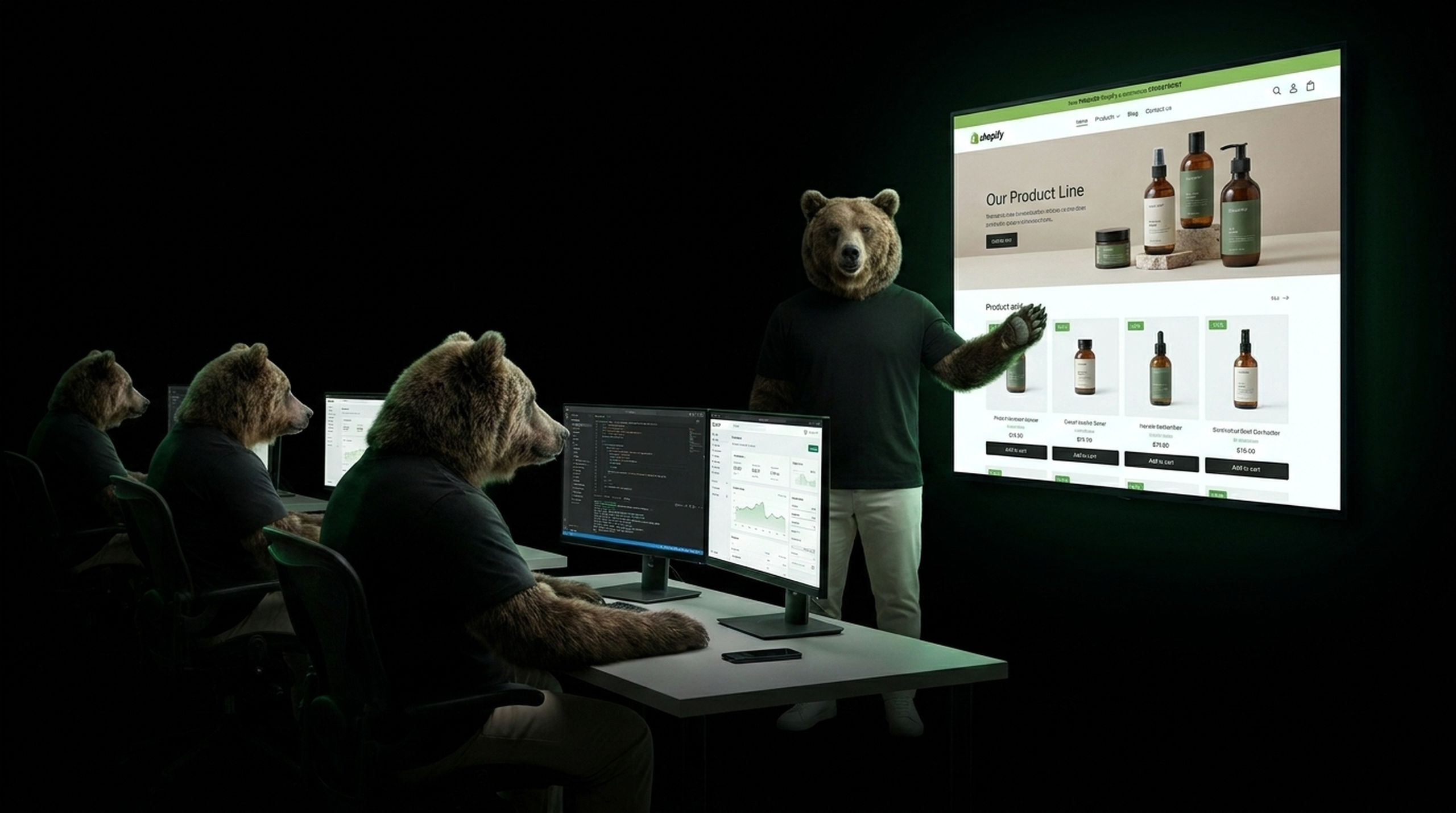 Studio de dezvoltare Shopify — echipă construind un magazin online optimizat pentru conversie
